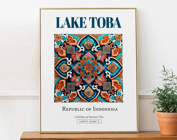Lake Toba Indonesia Traditional Tile Wall Art Print