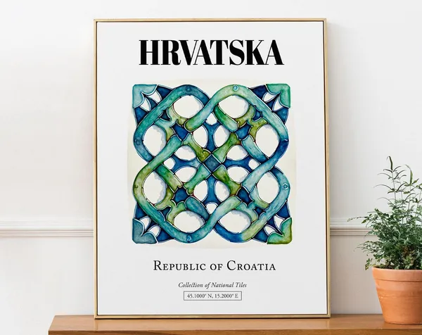 Hrvatska Croatia Traditional Tile Pattern Art Print