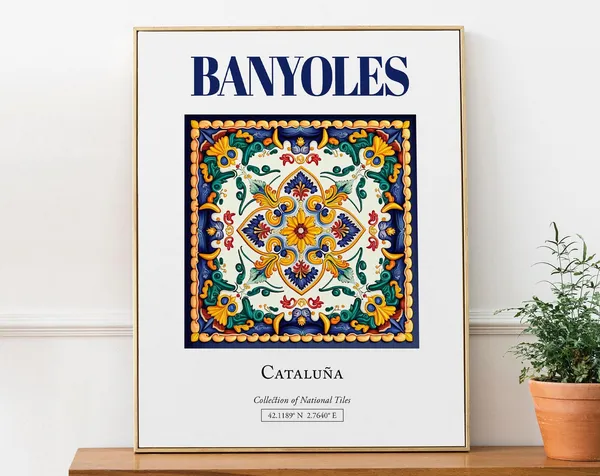 Banyoles Catalonia Spain Folk Tile Poster