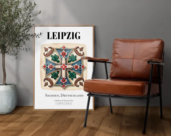 Leipzig Sachsen Germany Traditional Tile Pattern Poster