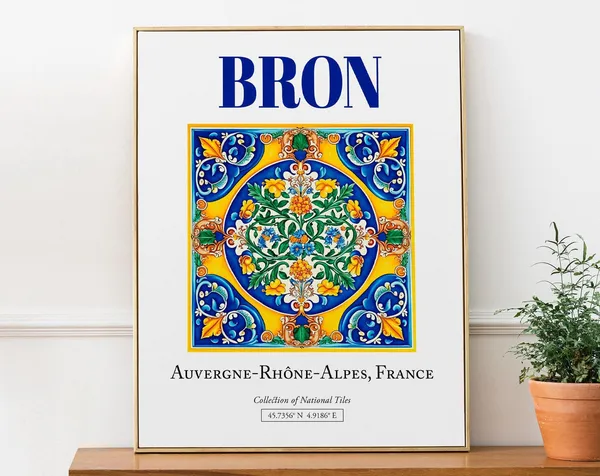 Bron Auvergnerhnealpes France Minimalist Travel Poster