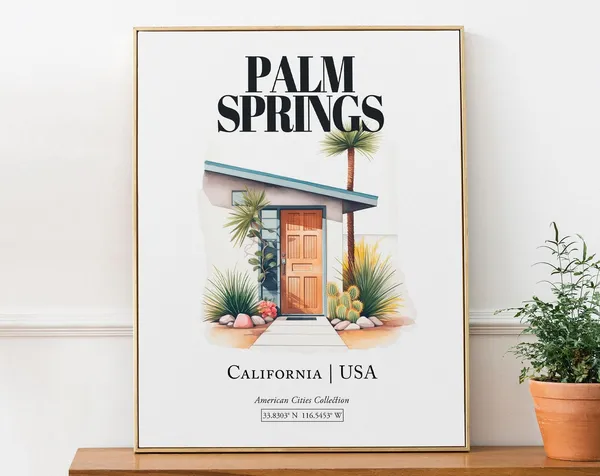 Palm Springs USA Minimalist Watercolor Travel Poster