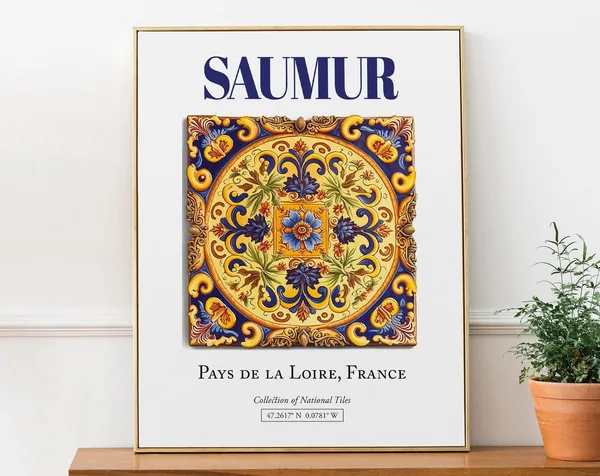 Saumur Pays De La Loire France Folk Travel Poster