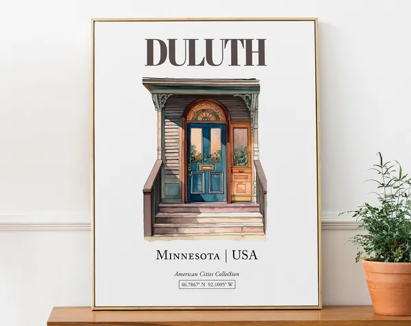Duluth Minnesota Minimalist Watercolor Travel Poster