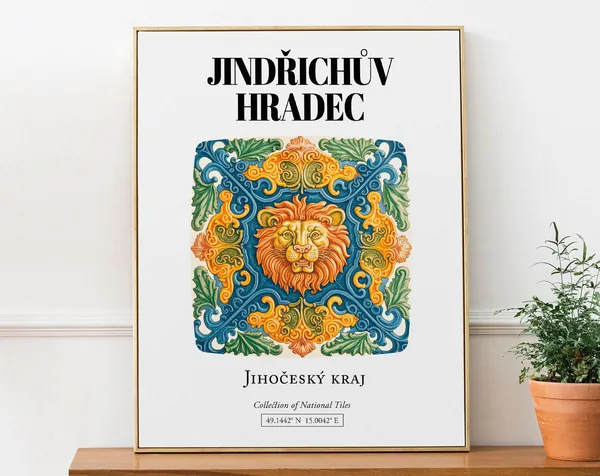 Jindrichuv Hradec Czech Republic Tile Pattern Lion Print