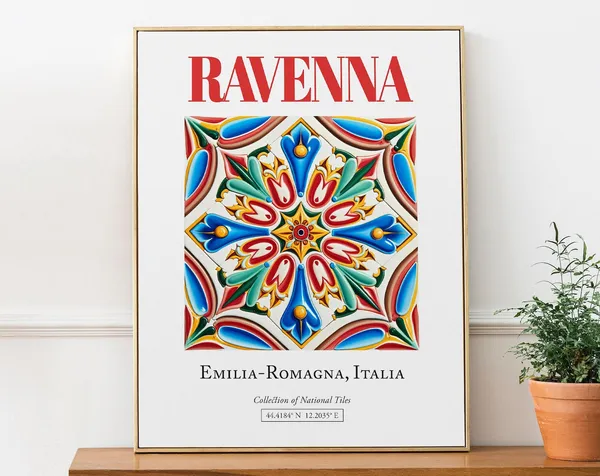 Ravenna Italy Minimalist Maiolica Tile Poster