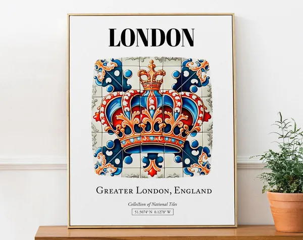 London Royal Charm Traditional Tile Pattern Poster