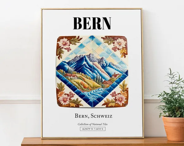 Bern Schweiz Traditional Tile Pattern Art Print
