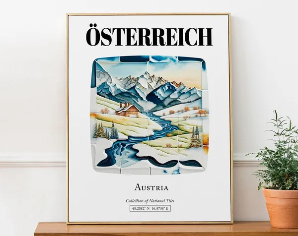 Austria Traditional Tile Pattern Travel Poster