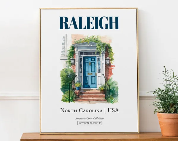 Raleigh North Carolina USA Minimalist Watercolor Art Print
