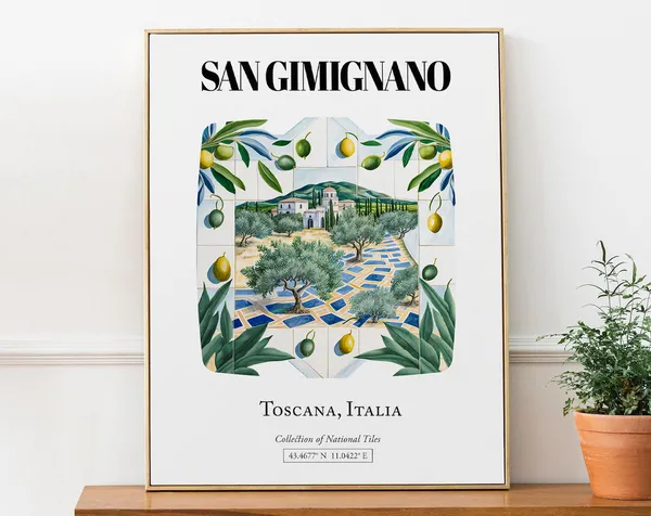 San Gimignano Tuscany Italy Travel Poster, Tuscany Landscape