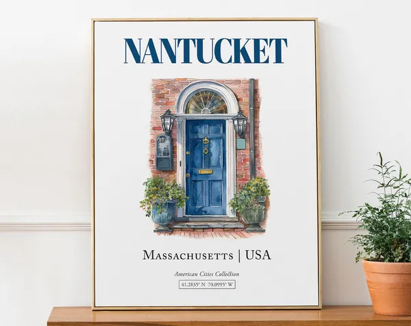 Nantucket Massachusetts USA Minimalist Watercolor Travel Poster