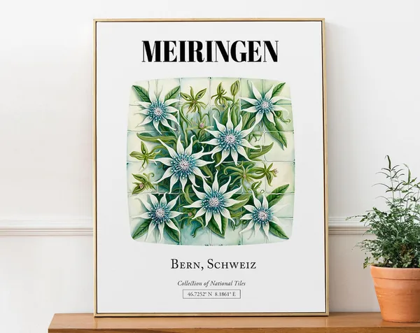 Meiringen Bern Schweiz Traditional Tile Pattern Art Print
