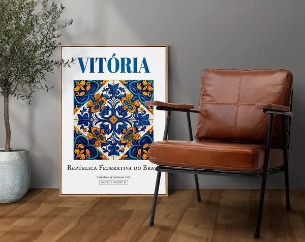 Vitria Brasil Azulejo Tile Art Print, Traditional