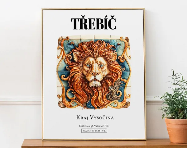 Teb Czech Republic Heraldic Lion Tile Pattern Art Print