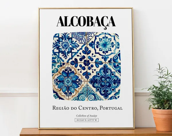 Alcobaa Regio Do Centro Portugal Tile Pattern Travel Poster