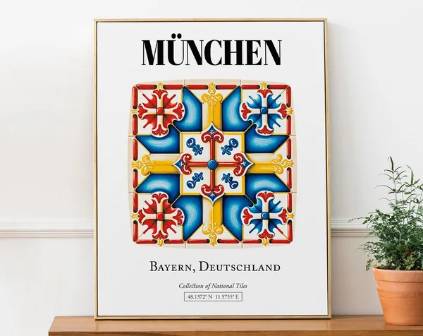 München Bayern Deutschland Tile Pattern Art Print