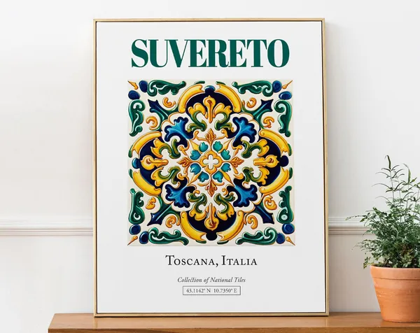 Suvereto Toscana Italy Folk Maiolica Tile Art Print