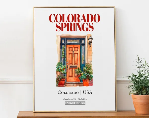 Colorado Springs Minimalist Watercolor Door Art Print