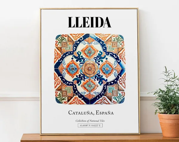 Lleida Catalonia Spain Traditional Tile Pattern Art Print