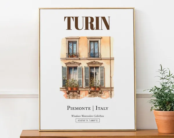 Turin Piemonte Italy Watercolor Travel Poster