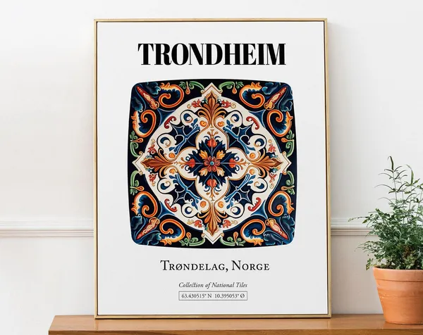 Trondheim Trøndelag Norge Traditional Tile Pattern Poster