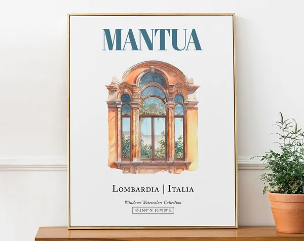 Mantua Lombardia Italia Travel Poster, Watercolor Style