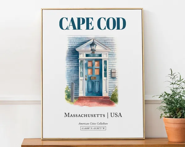 Cape Cod Massachusetts Watercolor Travel Poster