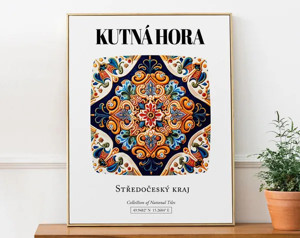 Kutna Hora Traditional Tile Pattern Travel Poster