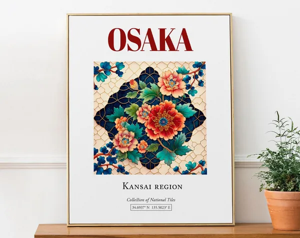 Osaka Japan Traditional Tile Wall Art Poster