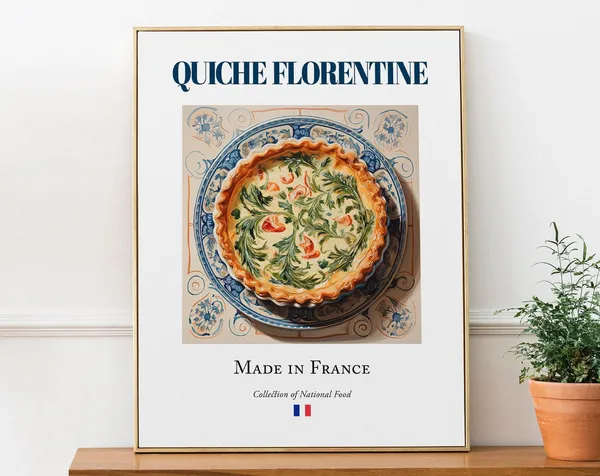 Quiche Florentine On Maiolica Tile Plate, Kitchen Art Print
