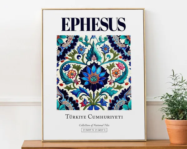 Ephesus Turkey Minimalist Traditional Izmir Tile Art Print