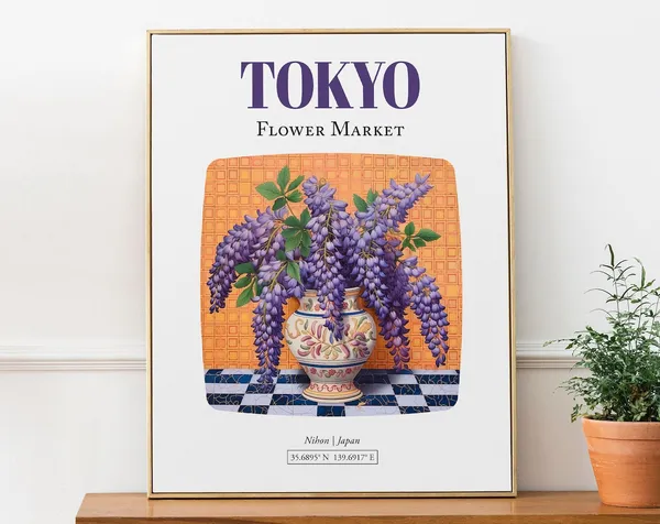 Tokyo Flower Market Wisteria Bouquet Art Print