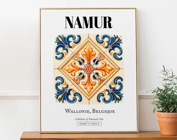 Namur Wallonie Belgique Traditional Tile Pattern Art Print