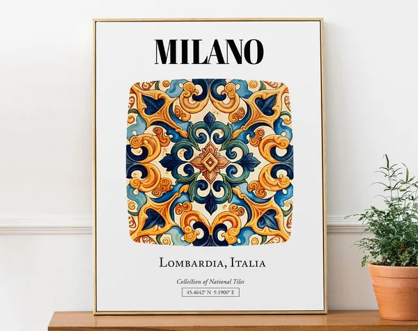 Milano Lombardia Italy Traditional Tile Pattern Art Print