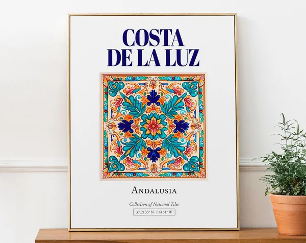 Costa De La Luz Andalusia Spain Minimalist Tile Art Print