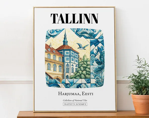 Tallinn Harjumaa Eesti Tile Pattern Art Print