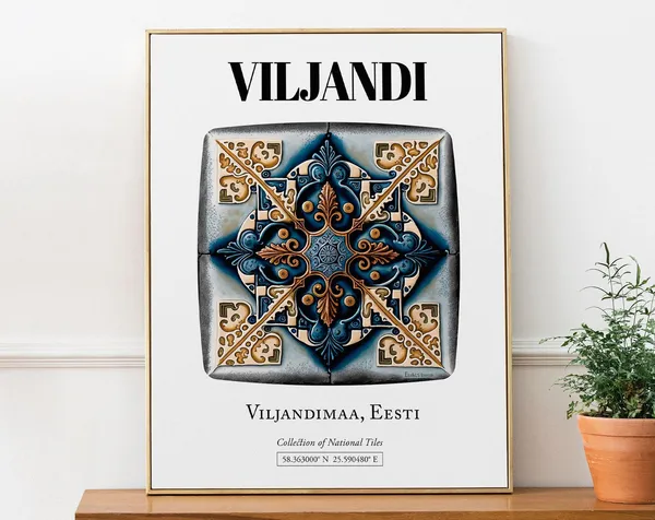 Viljandi Viljandimaa Eesti Tile Pattern Art Print