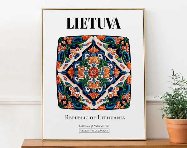 Lietuva Lithuania Traditional Tile Pattern Art Print