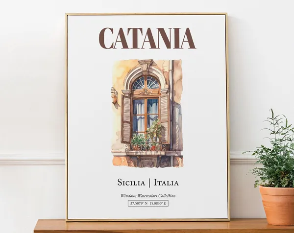 Catania Sicilia Italia Travel Poster, Watercolor