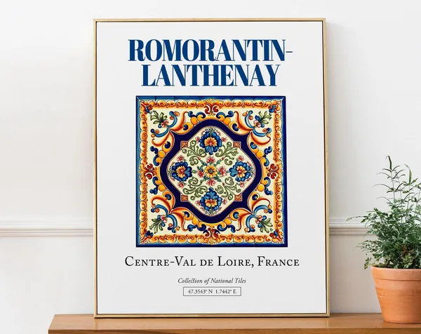 Romorantin-Lanthenay Travel Poster, Loire Valley Decor