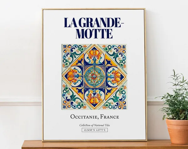 La Grandemotte Occitanie France Folk Tile Art Print