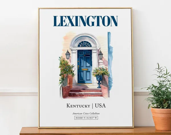 Lexington Kentucky Minimalist Watercolor Travel Poster