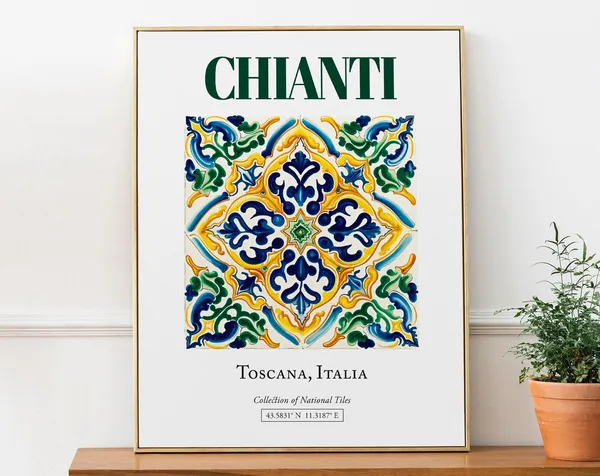 Chianti Toscana Italy Folk Maiolica Tile Poster