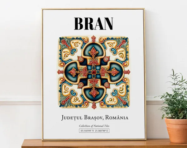 Bran Romania Traditional Tile Pattern Art Print