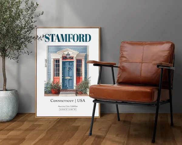 Stamford Connecticut USA Minimalist Watercolor Poster