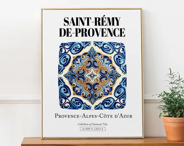 Saintrmydeprovence France Folk Tile Pattern Art Print