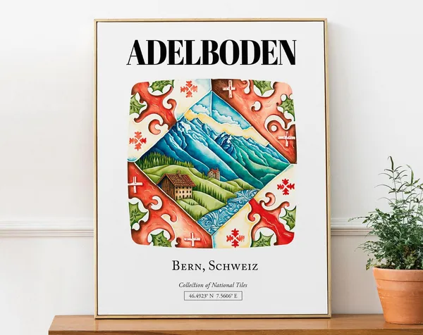 Adelboden Bern Schweiz Traditional Tile Pattern Poster