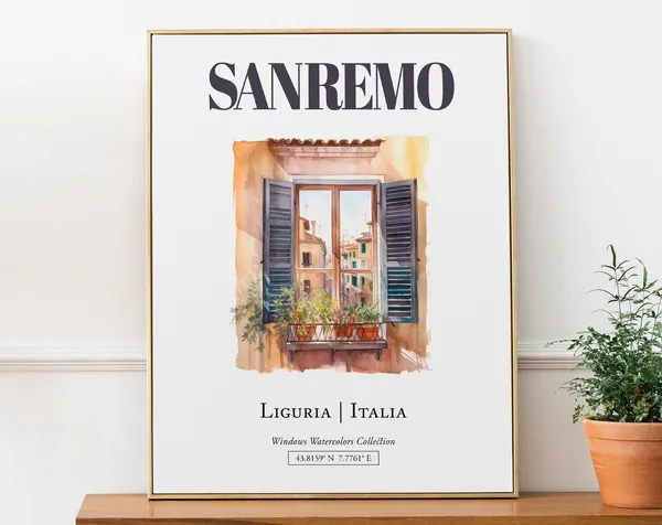 Sanremo Liguria Italia Watercolor Travel Poster