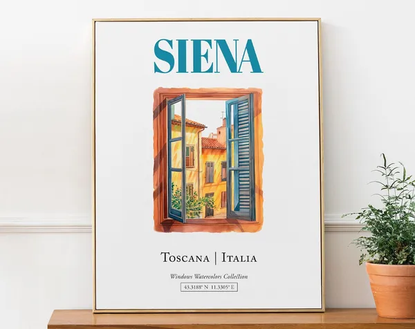 Siena Toscana Italia Travel Poster, Traditional Window